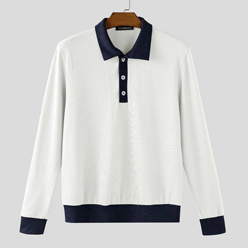 AIDASE  -  Men Shirt Knitted Patchwork Lapel Long Sleeve Spring Autumn Men Clothing Streetwear Loose 2025 Fashion Male Shirts S-5XL aidase-shop